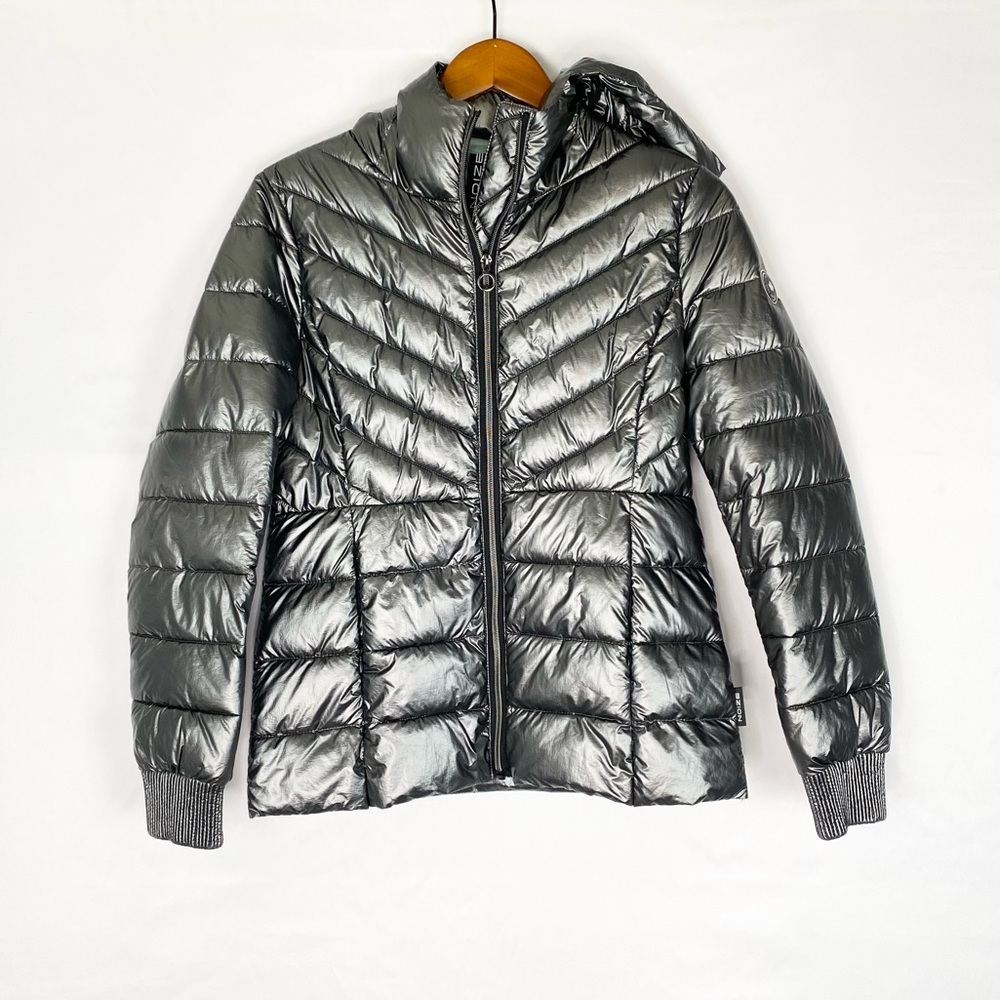 Noize Trisha Metallic Puffer Coat Lightweight Size Small Hood‎ Zip Jacket